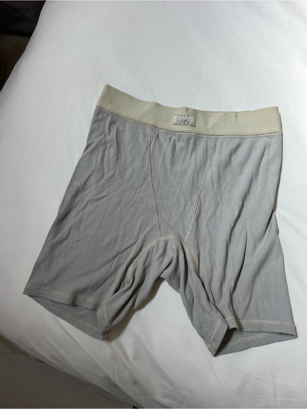 Skim’s Ribbed Lounge Boxer Briefs in Talc